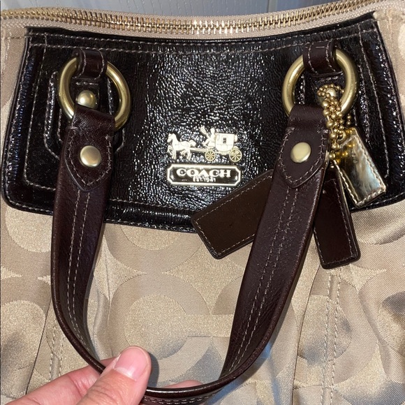 Coach Beige and Dark Brown Shoulder Bag - Picture 2 of 3